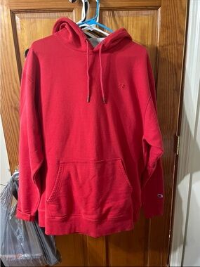 Champion Red Pullover Hoodie with Small Logo